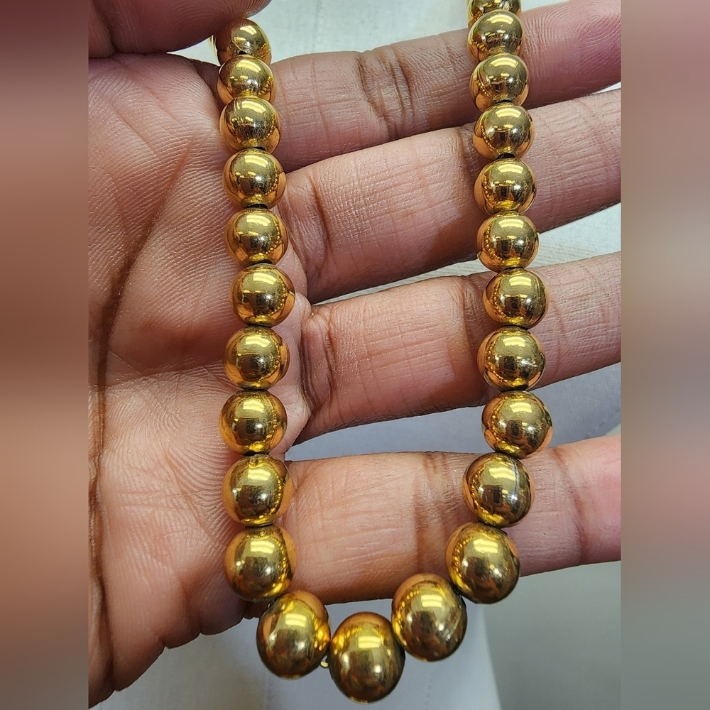 Napier Gold Tone Beaded Necklace Graduated Heavy Vintage Classic - Picture 3 of 5